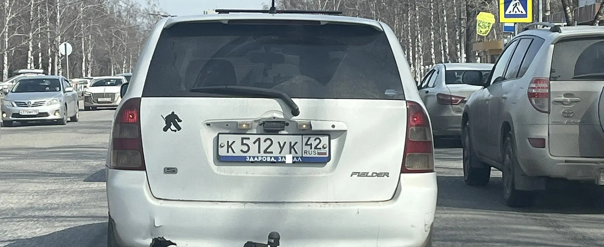 Очередной «сказочный» персонаж: матерная рамка на древней Toyota Fielder